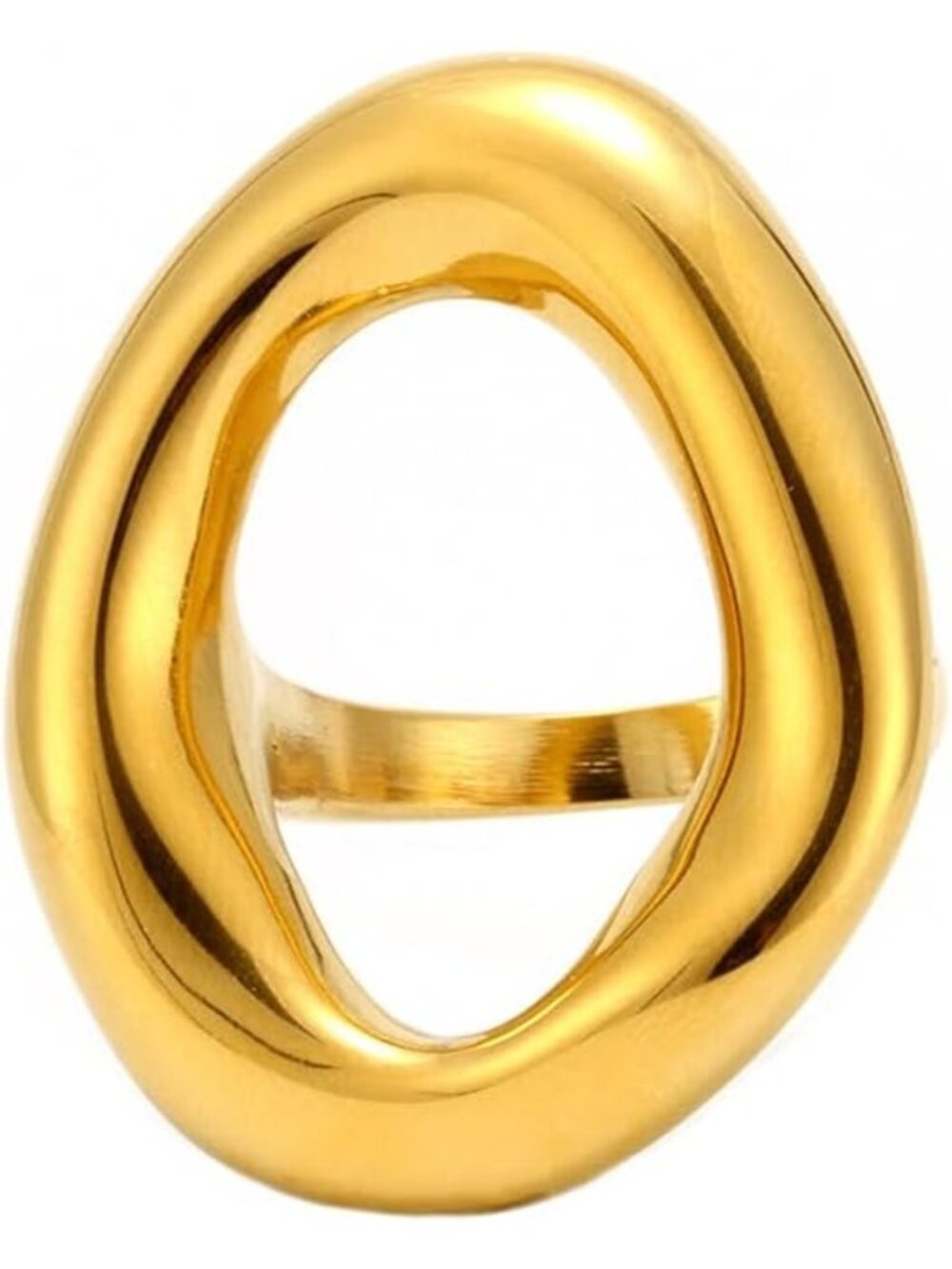 Bold Chunky Dome Statement Ring for Women - 18K Gold Plated, Modern Open Design